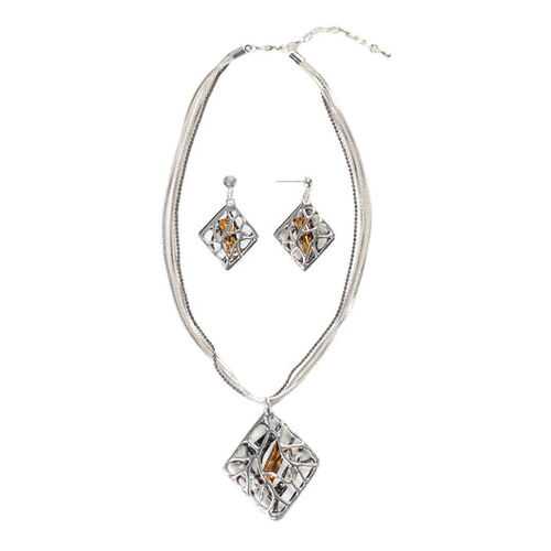Комплект колье+серьги Netincelle 40001332 серебристое в Pull and Bear