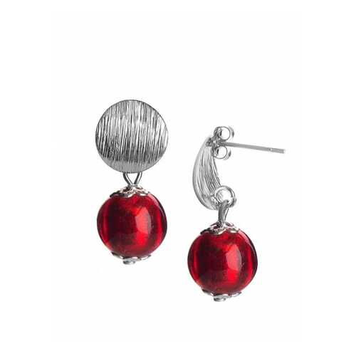 Серьги Perla Metallo Silver Rotondo 09030615 красные в Pull and Bear