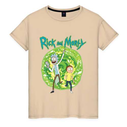 Футболка женская ВсеМайки Rick and Morty in the portal бежевая 4XL в Pull and Bear